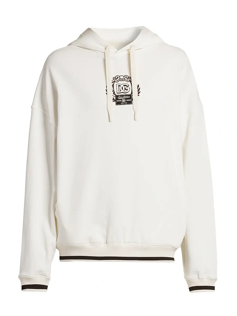 Dolce & Gabbana Men's Logo Hooded Sweatshirt - Bianco Naturale | Image 1 Dolce & Gabbana Men's Logo Hooded Sweatshirt - Bianco Naturale | Image 1
