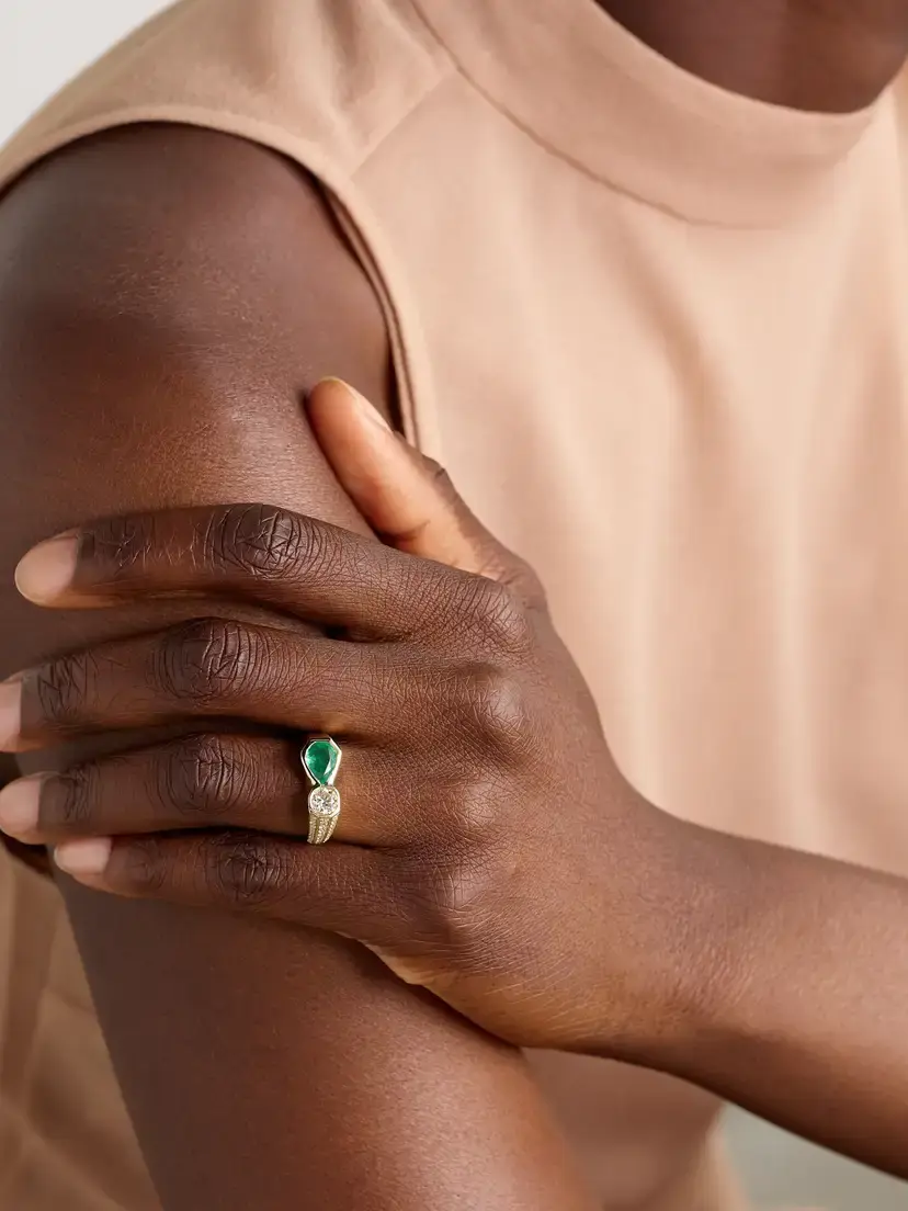 Jacquie Aiche 14-karat Gold, Emerald And Diamond Ring | Thumbnail 2 Jacquie Aiche 14-karat Gold, Emerald And Diamond Ring | Thumbnail 2