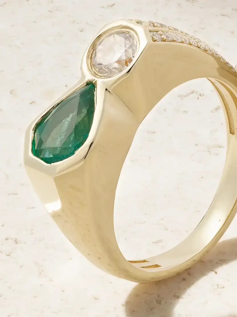 Jacquie Aiche 14-karat Gold, Emerald And Diamond Ring | Thumbnail 4 Jacquie Aiche 14-karat Gold, Emerald And Diamond Ring | Thumbnail 4