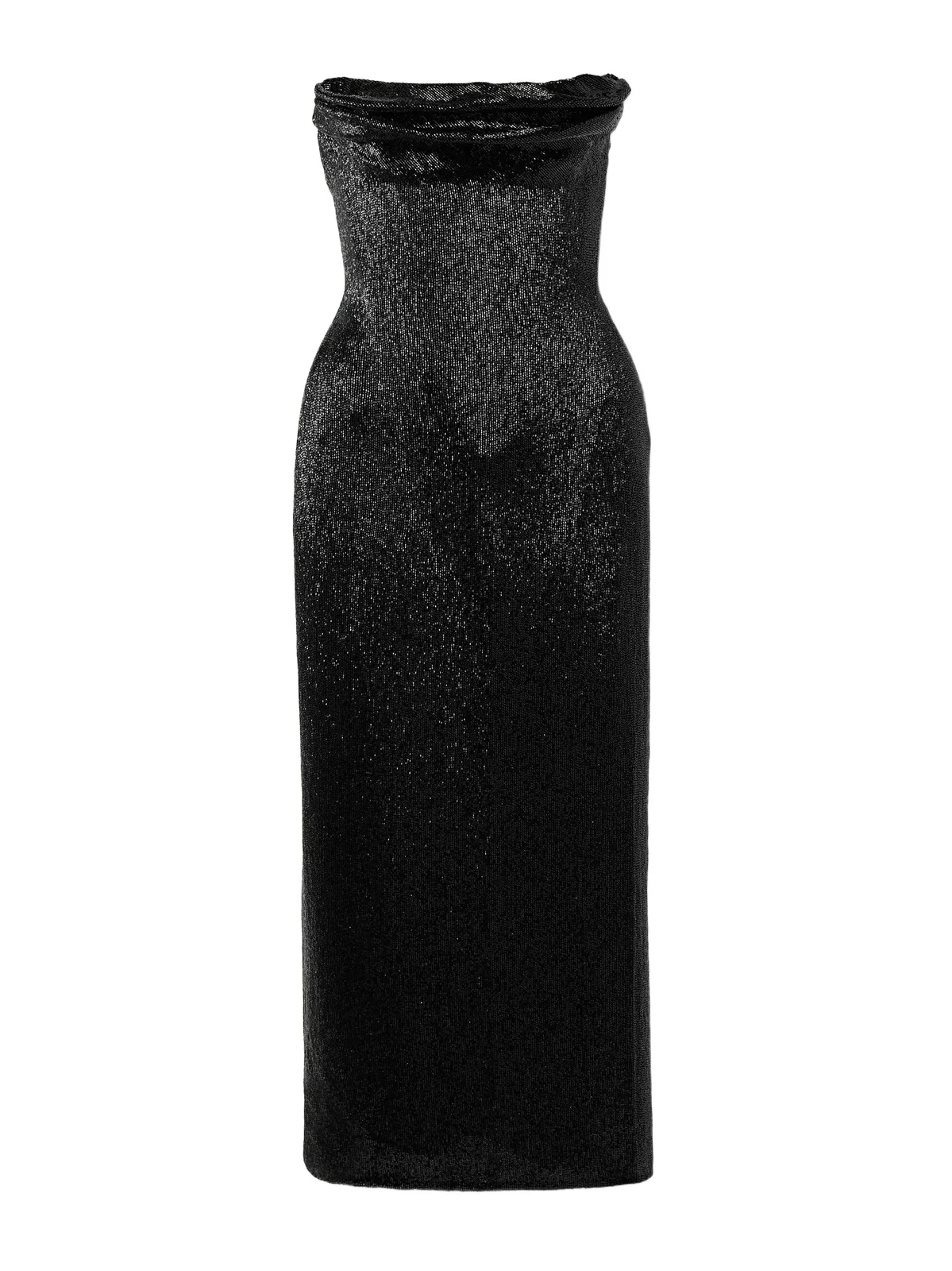 Ivy Draped Strapless Beaded Tulle Midi Dress