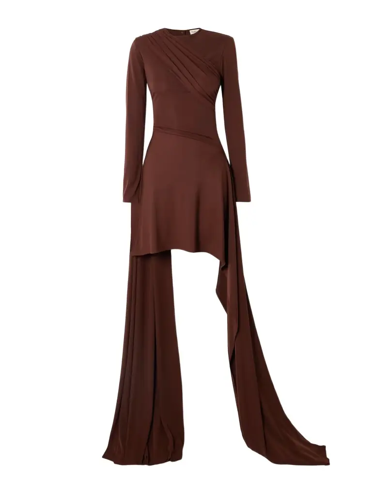 Ilkyaz Ozel Venus Asymmetric Draped in Brown 70% Off