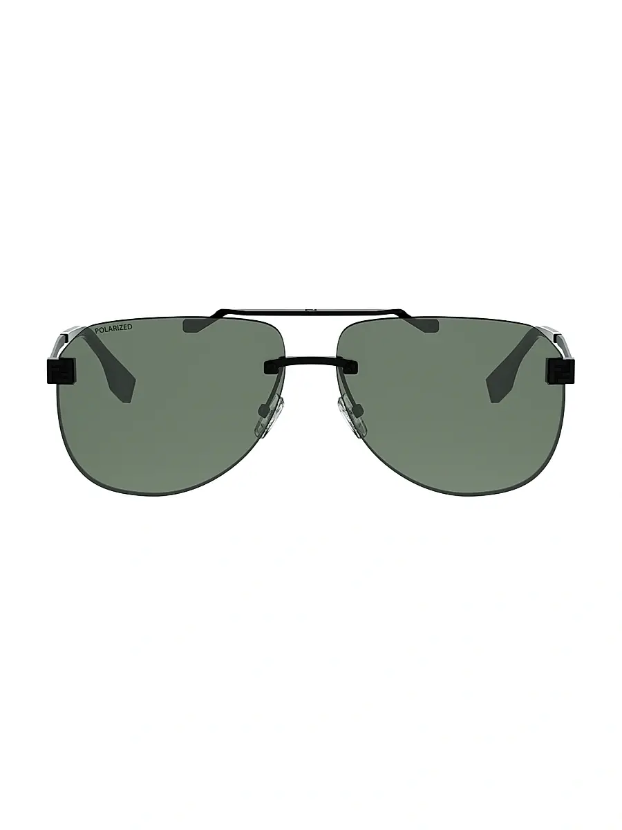 Fendi Men's Sky 61MM Pilot Sunglasses - Matte Black And Green Polarized | Thumbnail 2
