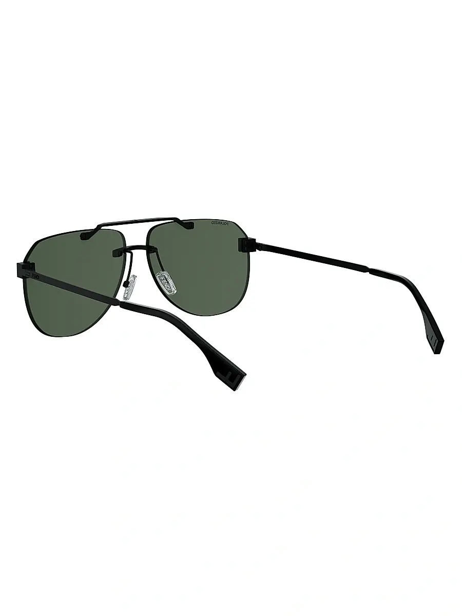 Fendi Men's Sky 61MM Pilot Sunglasses - Matte Black And Green Polarized | Thumbnail 4
