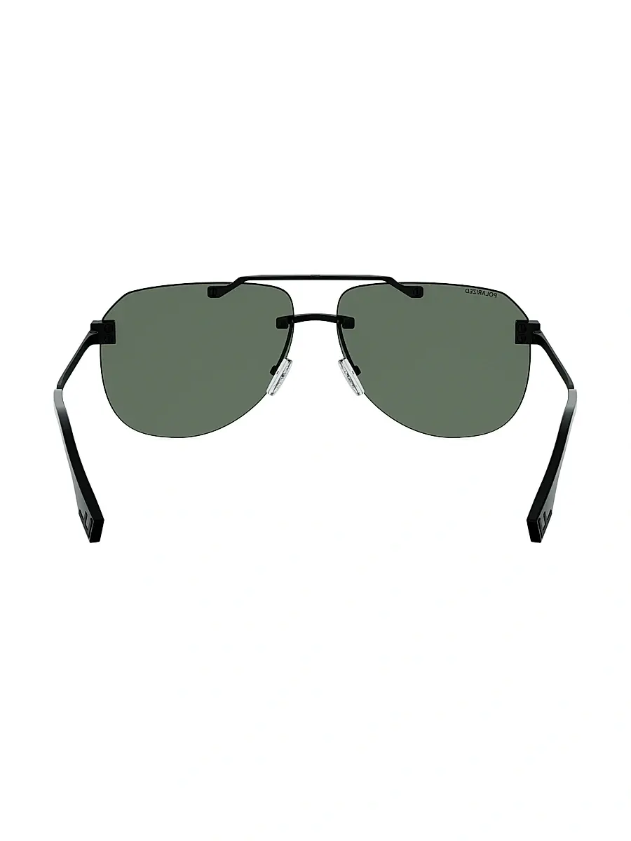 Fendi Men's Sky 61MM Pilot Sunglasses - Matte Black And Green Polarized | Thumbnail 5