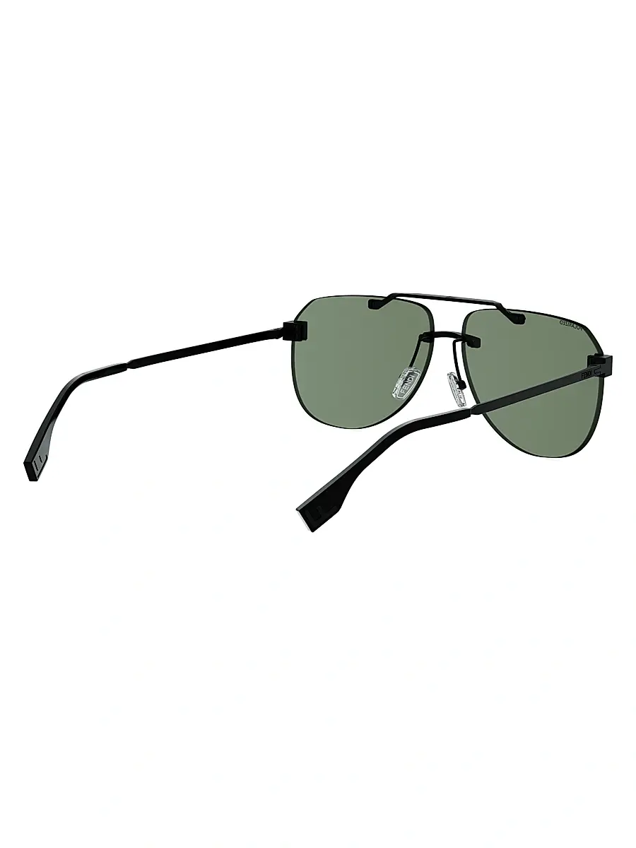 Fendi Men's Sky 61MM Pilot Sunglasses - Matte Black And Green Polarized | Thumbnail 6