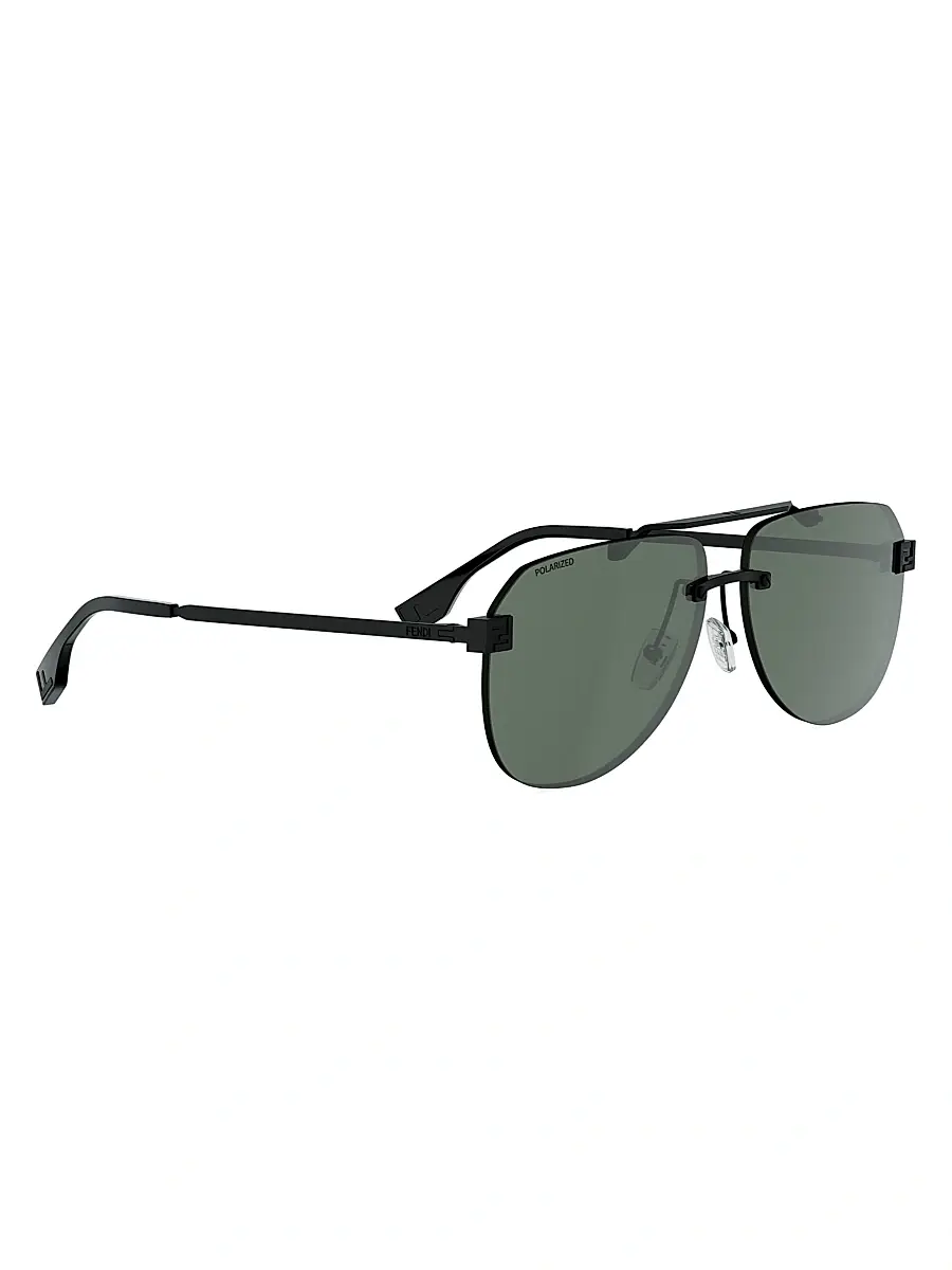 Fendi Men's Sky 61MM Pilot Sunglasses - Matte Black And Green Polarized | Thumbnail 8
