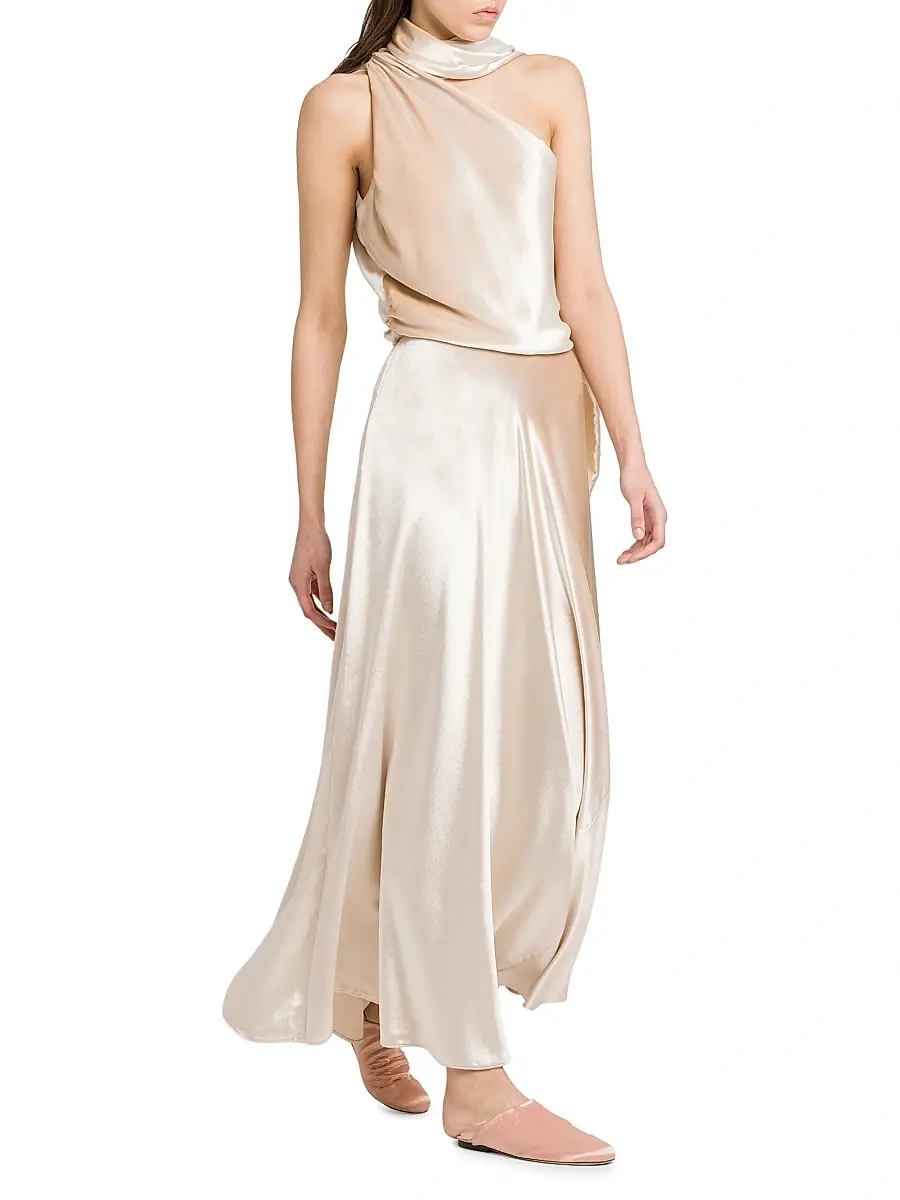 Alberta Ferretti Women's Velvet Draped One-Shoulder Dress | Thumbnail 2