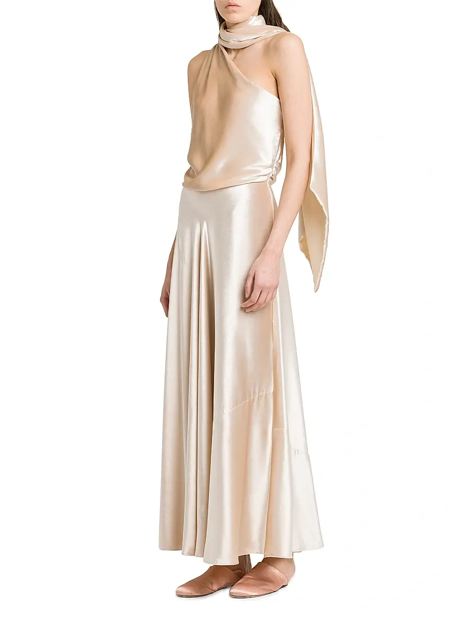 Alberta Ferretti Women's Velvet Draped One-Shoulder Dress | Thumbnail 4