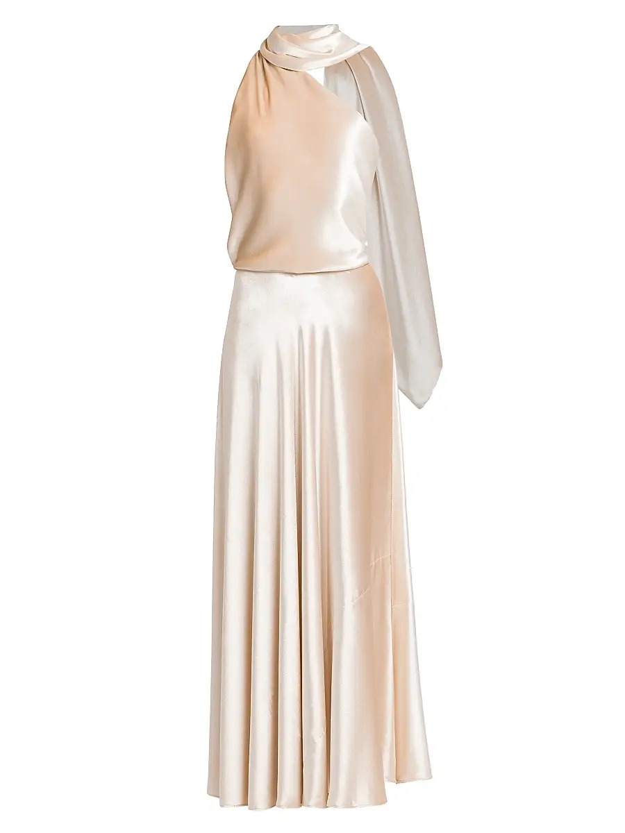 Alberta Ferretti Women's Velvet Draped One-Shoulder Dress
