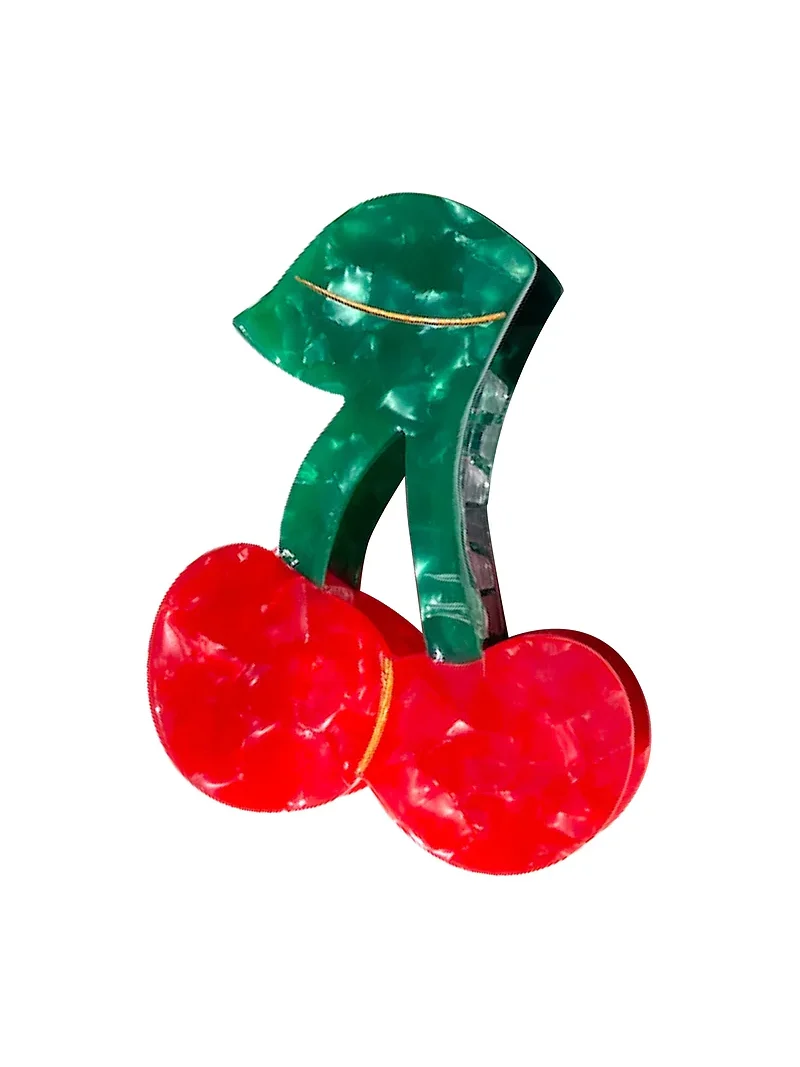 Hand-painted Cherry Fruit Claw Hair Clip