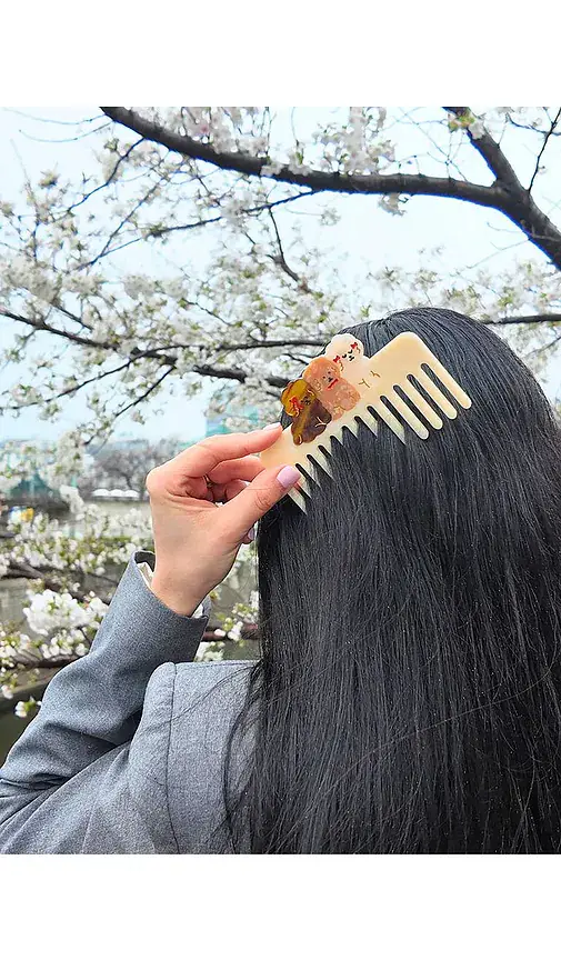 Solar Eclipse Hand-painted Puppies Detangling Wide Tooth Hair Comb | Thumbnail 2