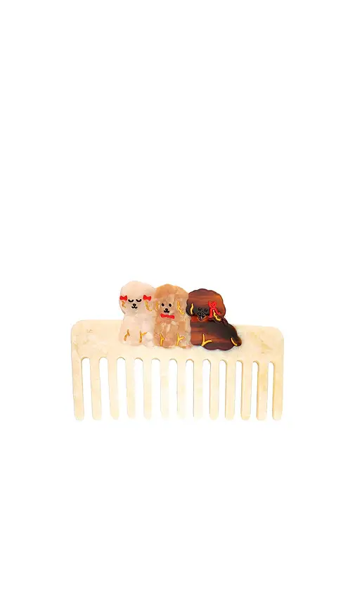 Solar Eclipse Hand-painted Puppies Detangling Wide Tooth Hair Comb | Image 1 Solar Eclipse Hand-painted Puppies Detangling Wide Tooth Hair Comb | Image 1