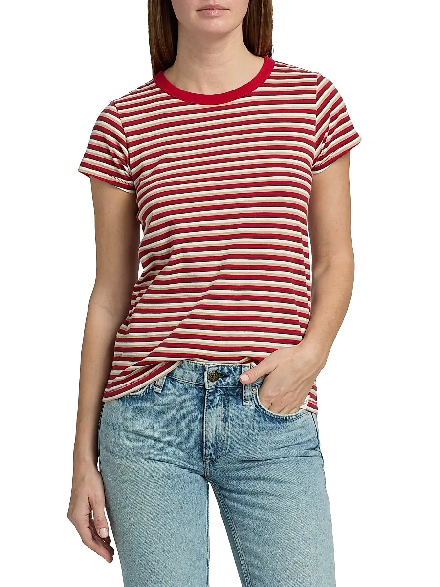 rag & bone Women's The Slub Striped Cotton T-Shirt | Thumbnail 3 rag & bone Women's The Slub Striped Cotton T-Shirt | Thumbnail 3