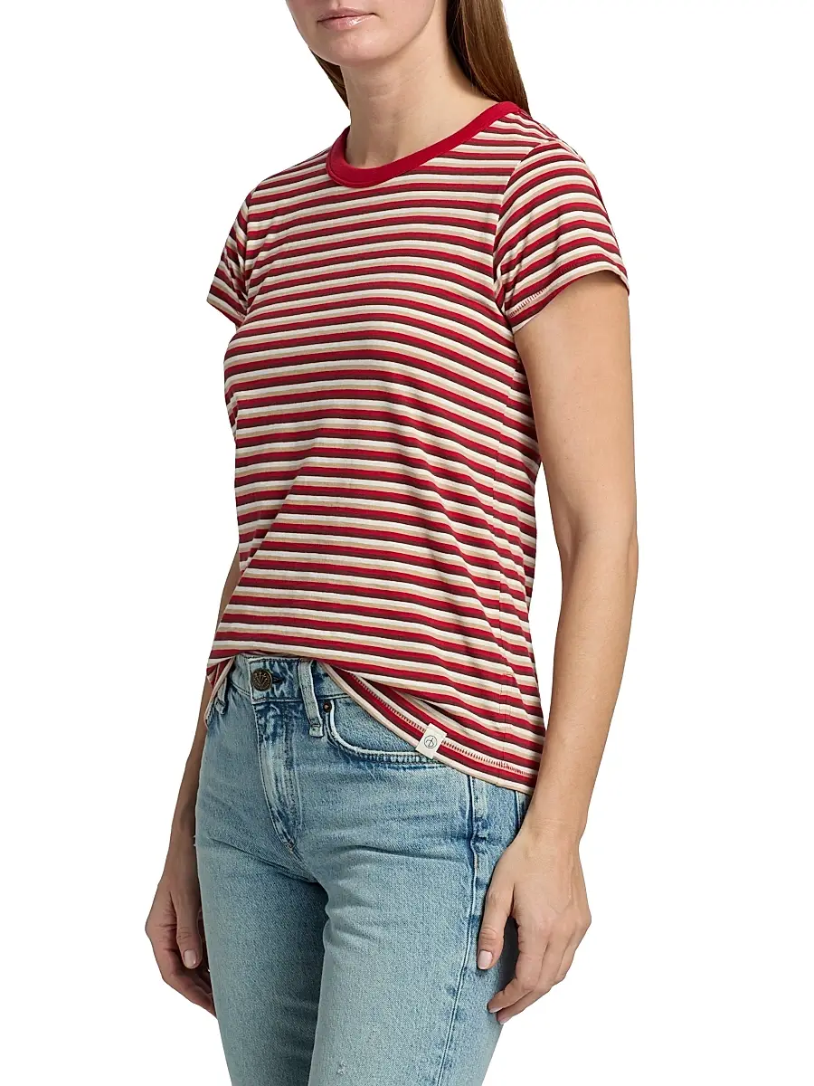 rag & bone Women's The Slub Striped Cotton T-Shirt | Thumbnail 4 rag & bone Women's The Slub Striped Cotton T-Shirt | Thumbnail 4