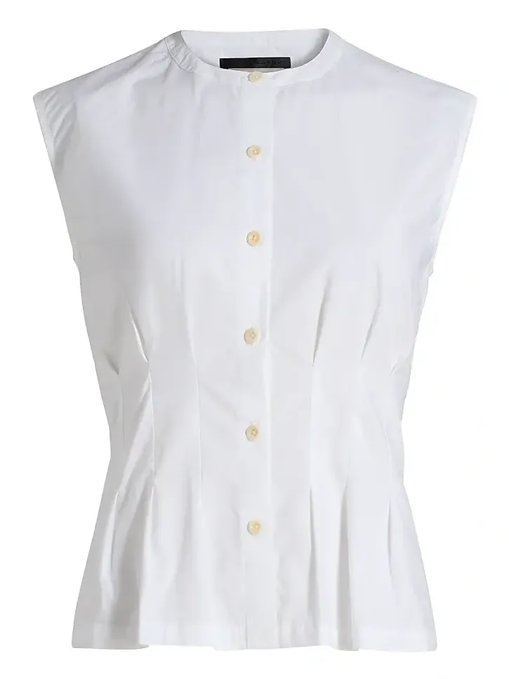 Women's Lara Pleated Cotton Poplin Top