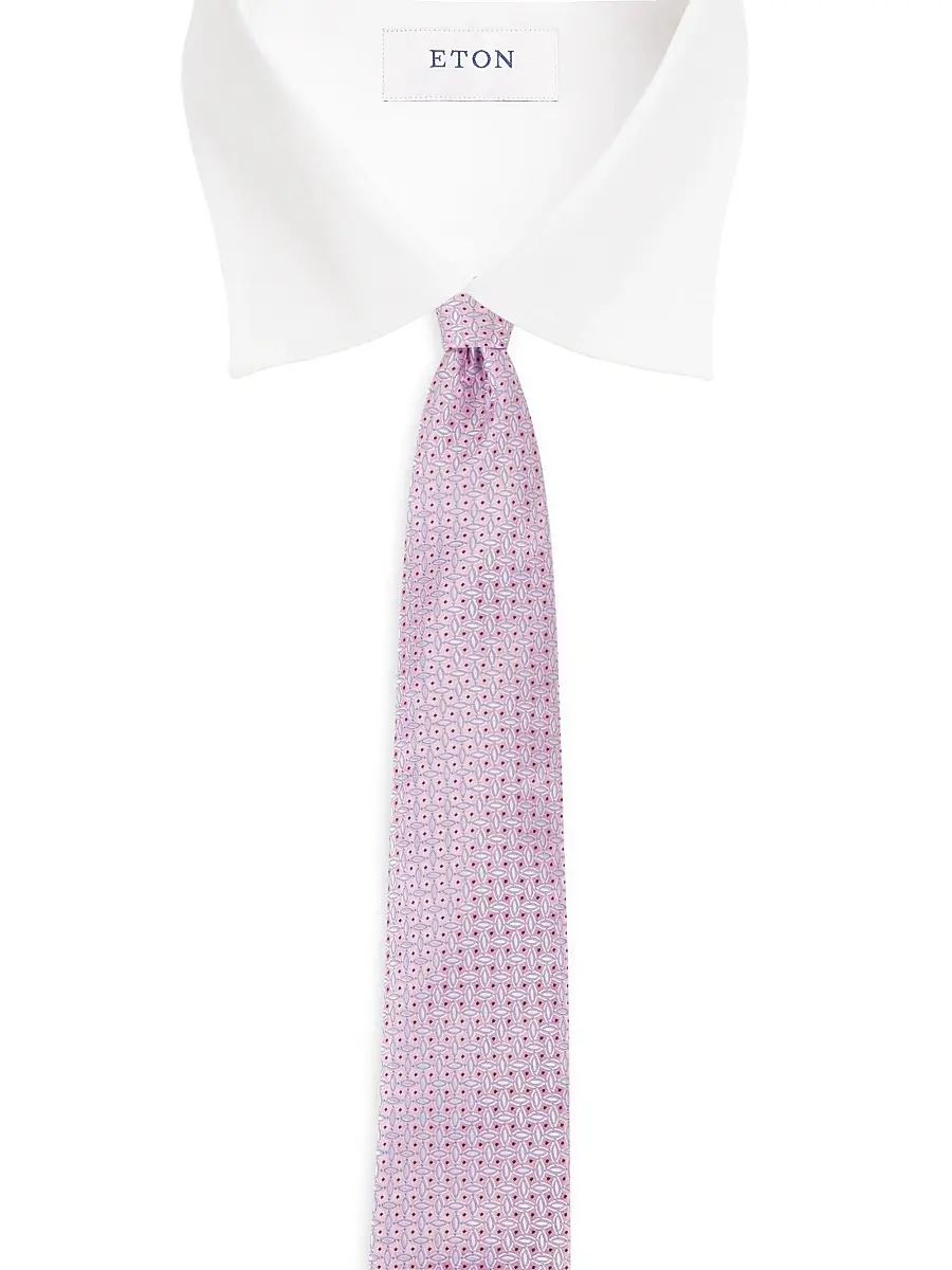 Eton Men's Geometric Silk Tie - Pink | Thumbnail 2 Eton Men's Geometric Silk Tie - Pink | Thumbnail 2