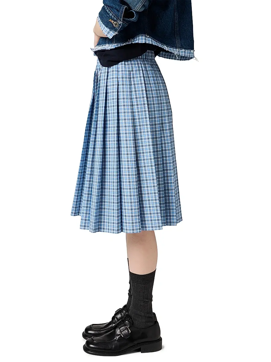 Miu Miu Women's Pleated Check Skirt | Thumbnail 3 Miu Miu Women's Pleated Check Skirt | Thumbnail 3