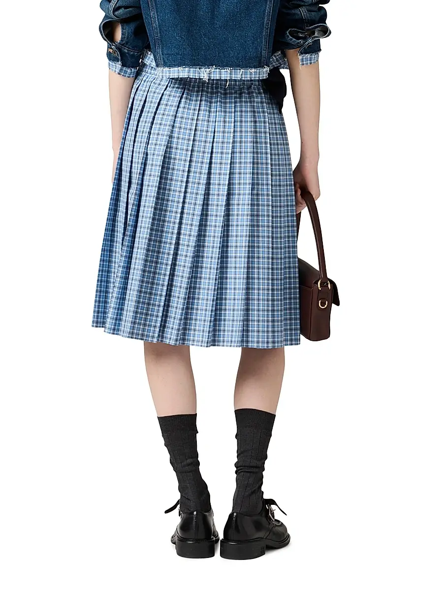Miu Miu Women's Pleated Check Skirt | Thumbnail 4 Miu Miu Women's Pleated Check Skirt | Thumbnail 4
