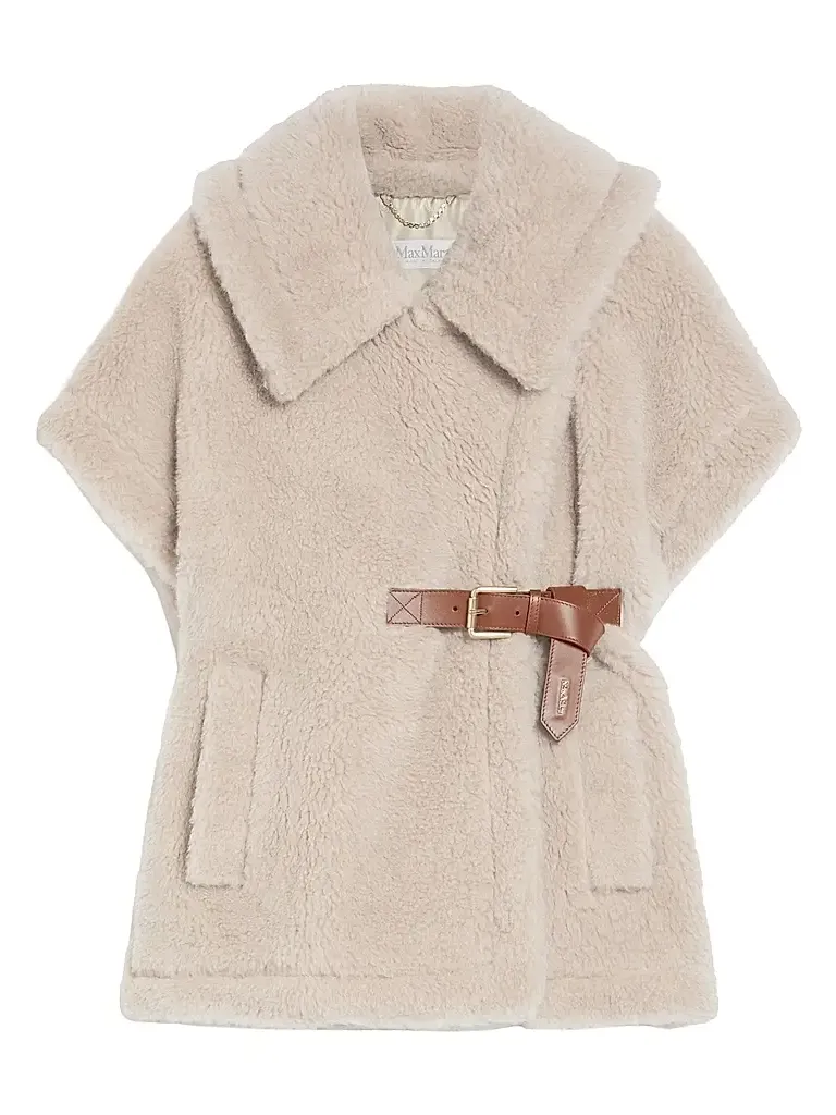 Women's Cape in Alpaca and Wool Teddy Fabric