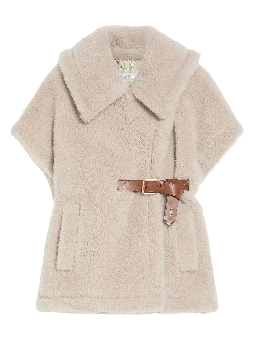 Women's Cape in Alpaca and Wool Teddy Fabric Women's Cape in Alpaca and Wool Teddy Fabric