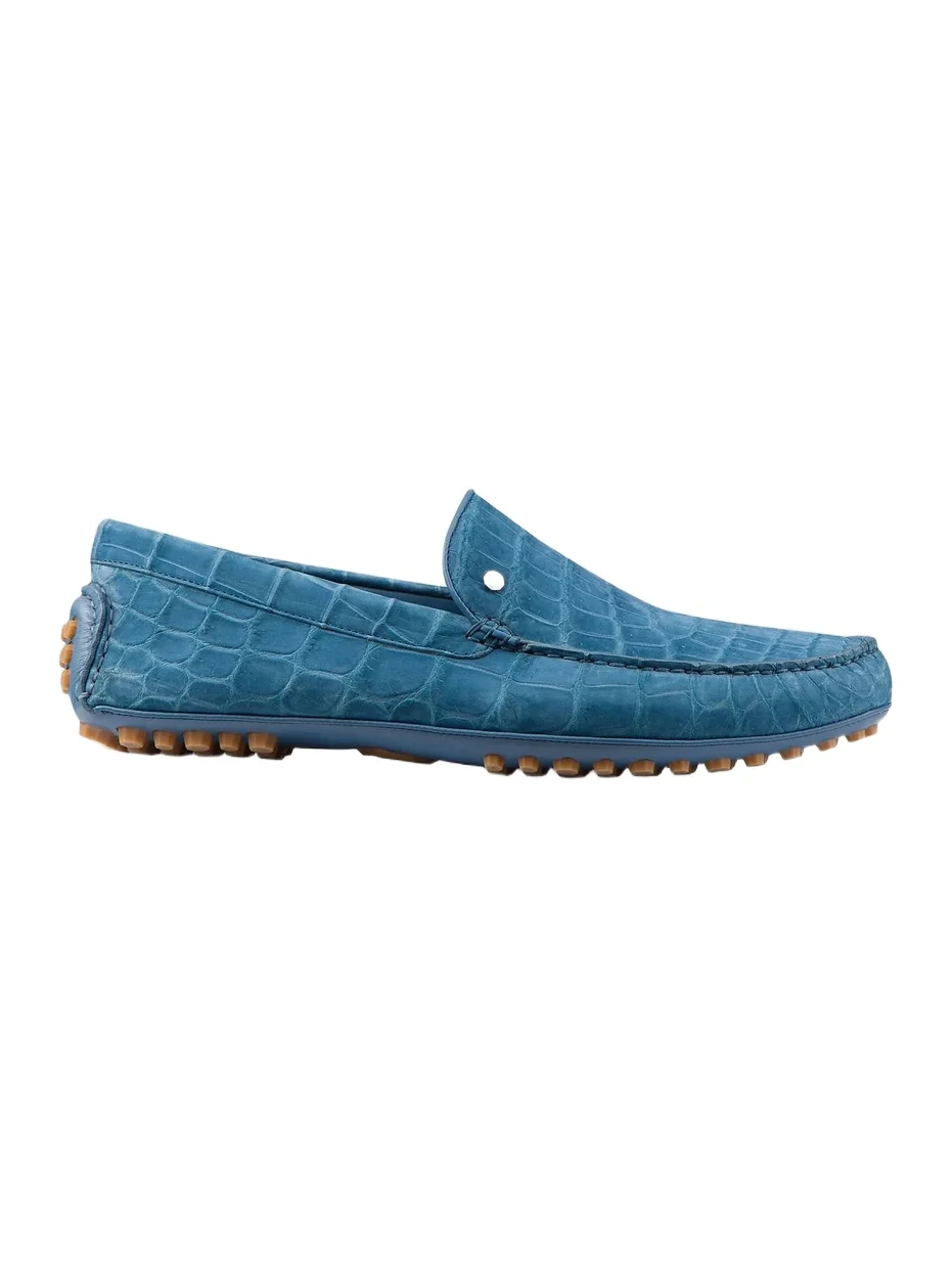 Men's Nubuck Crocodile and Calfskin Leather Loafers Men's Nubuck Crocodile and Calfskin Leather Loafers