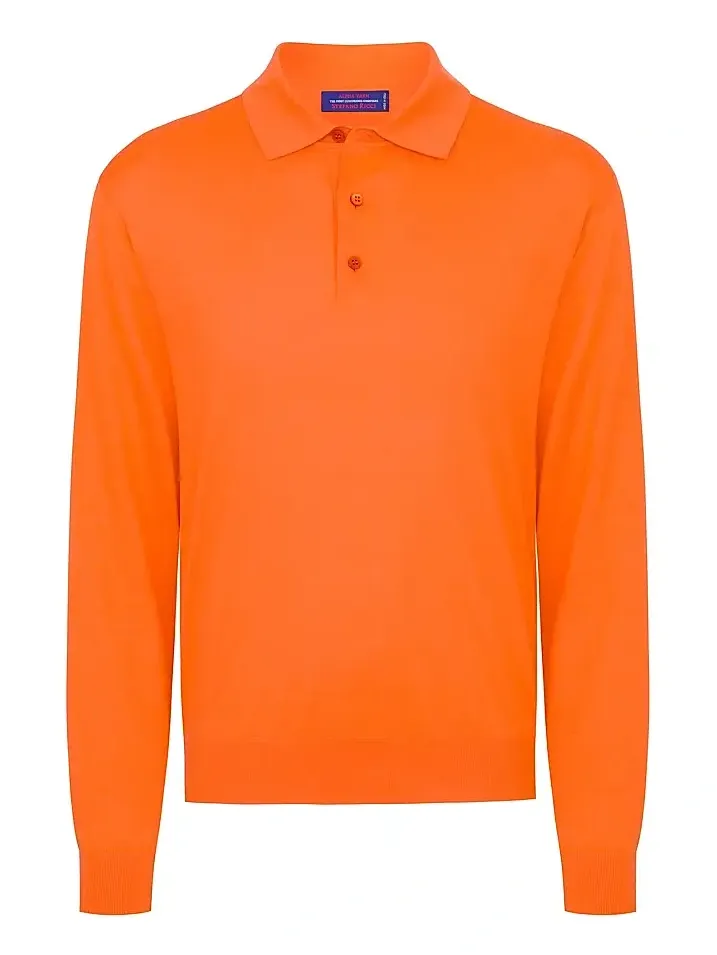 Men's Cashmere and Wool Polo - Orange Men's Cashmere and Wool Polo - Orange