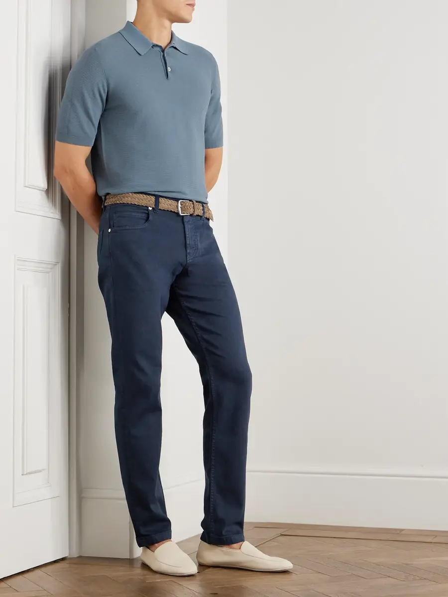ELEVENTY Slim-Fit Ribbed Cotton Polo Shirt - Men | Thumbnail 2 ELEVENTY Slim-Fit Ribbed Cotton Polo Shirt - Men | Thumbnail 2