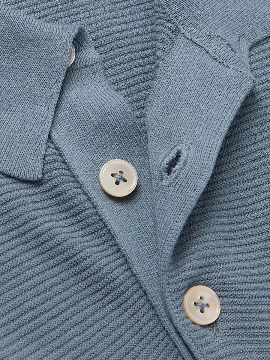 ELEVENTY Slim-Fit Ribbed Cotton Polo Shirt - Men | Thumbnail 5 ELEVENTY Slim-Fit Ribbed Cotton Polo Shirt - Men | Thumbnail 5