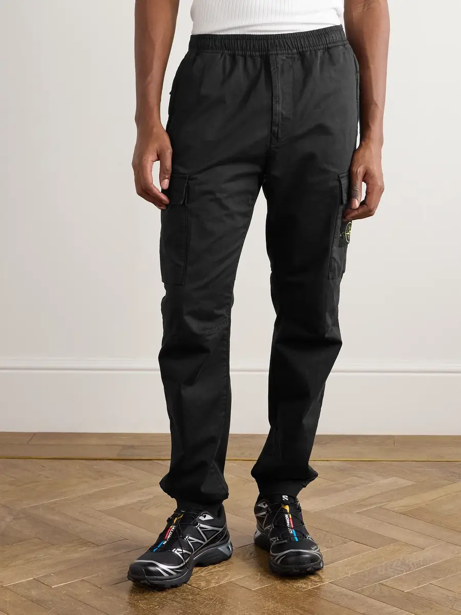 Stone Island Tapered Organic Cotton-Blend Cargo Trousers - Men | Thumbnail 3