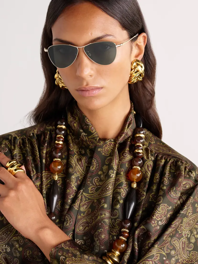 Saint Laurent Eyewear Vesper Small Aviator-style Gold-tone Sunglasses | Thumbnail 2