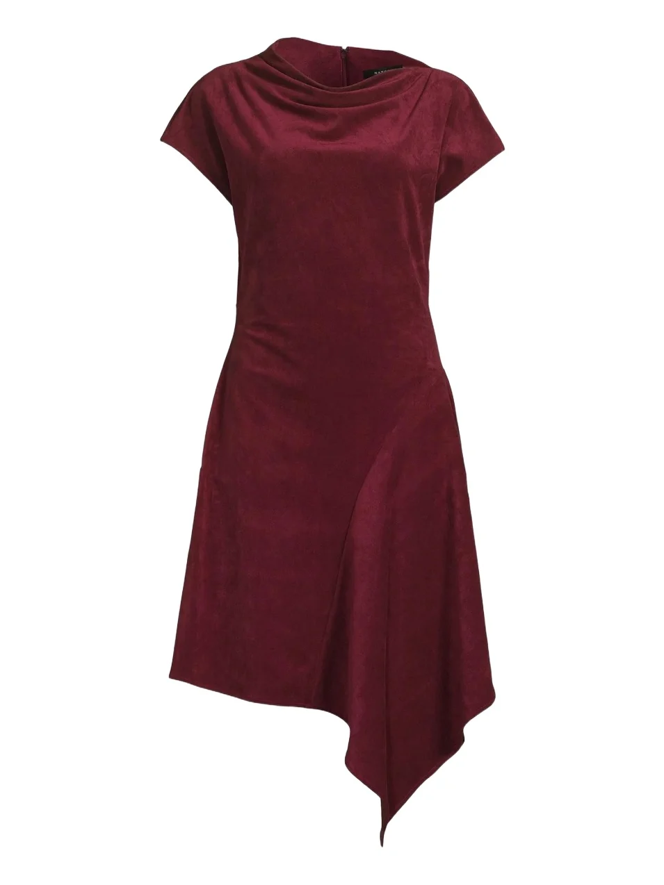 Women's Vegan Luxe Suede Asymmetric Drape Neck Dress Women's Vegan Luxe Suede Asymmetric Drape Neck Dress