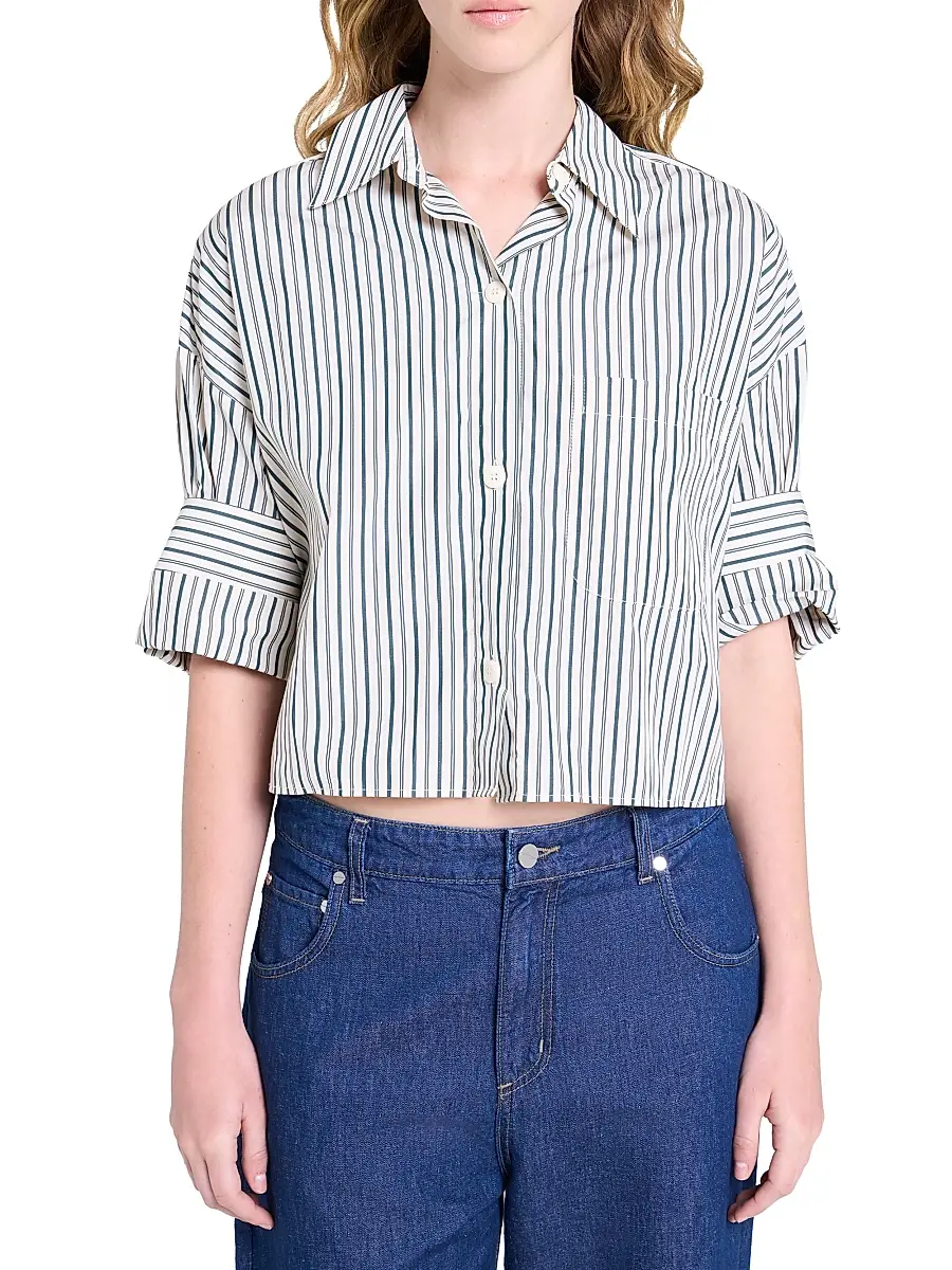 TWP Women's Next Ex Cotton Blouse - Ivory Cilantro | Thumbnail 3