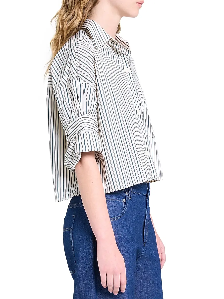 TWP Women's Next Ex Cotton Blouse - Ivory Cilantro | Thumbnail 4
