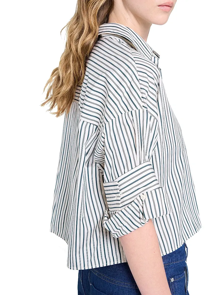 TWP Women's Next Ex Cotton Blouse - Ivory Cilantro | Thumbnail 6