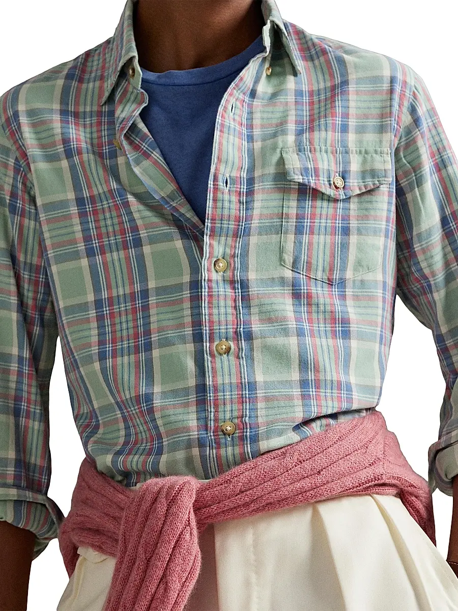 Polo Ralph Lauren Men's Classic-Fit Plaid Twill Shirt | Thumbnail 6 Polo Ralph Lauren Men's Classic-Fit Plaid Twill Shirt | Thumbnail 6