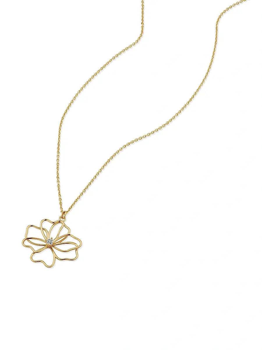 Oradina Women's 14K Yellow Gold Full Bloom Pendant Necklace - Gold | Thumbnail 5 Oradina Women's 14K Yellow Gold Full Bloom Pendant Necklace - Gold | Thumbnail 5