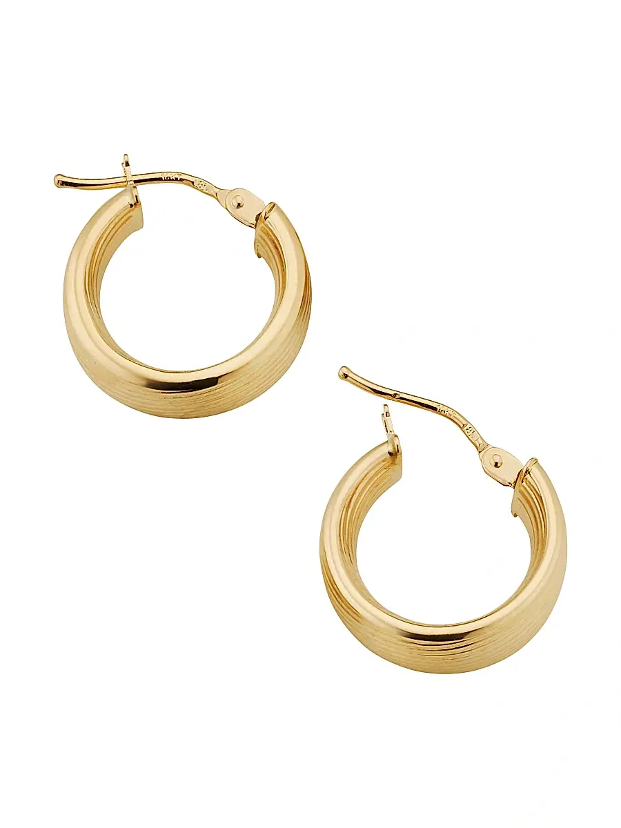 Oradina Women's 14K Yellow Gold Linear Band Hoops - Gold | Thumbnail 5 Oradina Women's 14K Yellow Gold Linear Band Hoops - Gold | Thumbnail 5