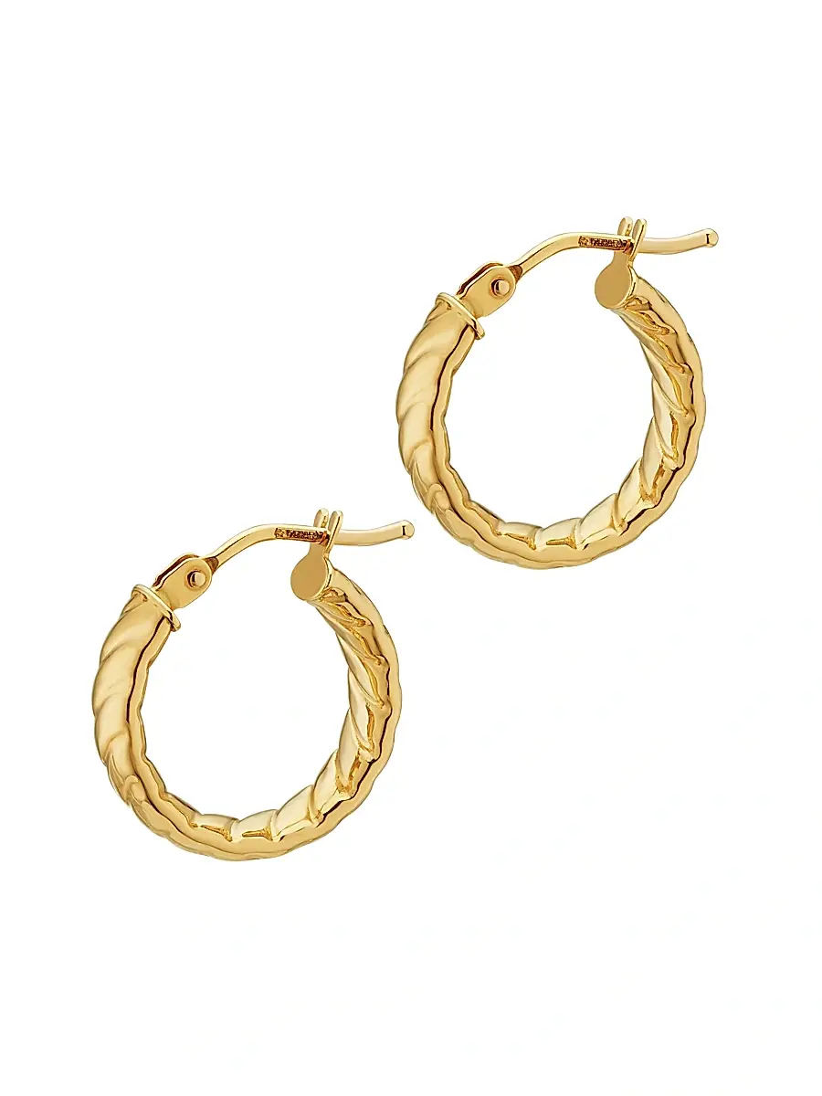 Oradina Women's 14K Yellow Gold Cobra Hoops | Thumbnail 5