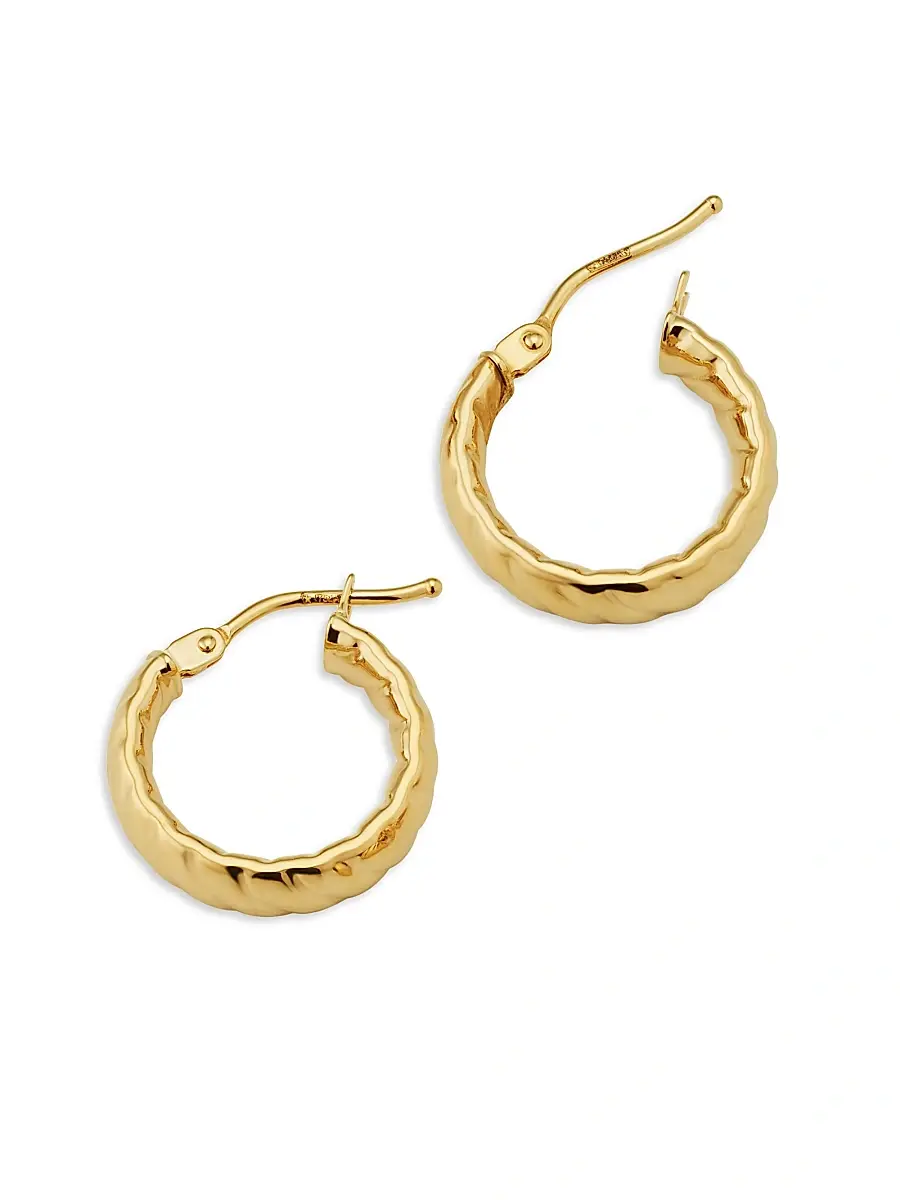 Oradina Women's 14K Yellow Gold Cobra Hoops | Thumbnail 6