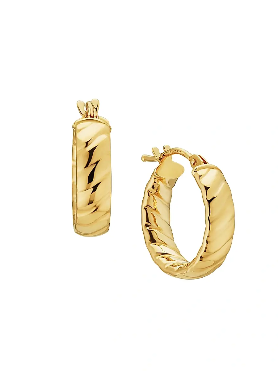 Oradina Women's 14K Yellow Gold Cobra Hoops