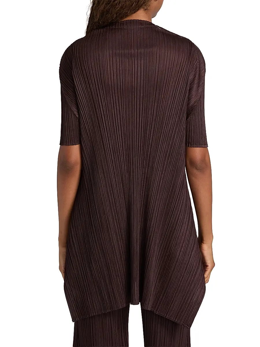 Pleats Please Issey Miyake Women's Monthly Colors: July Pleated Shirt - Dark Brown - Size Small | Thumbnail 5