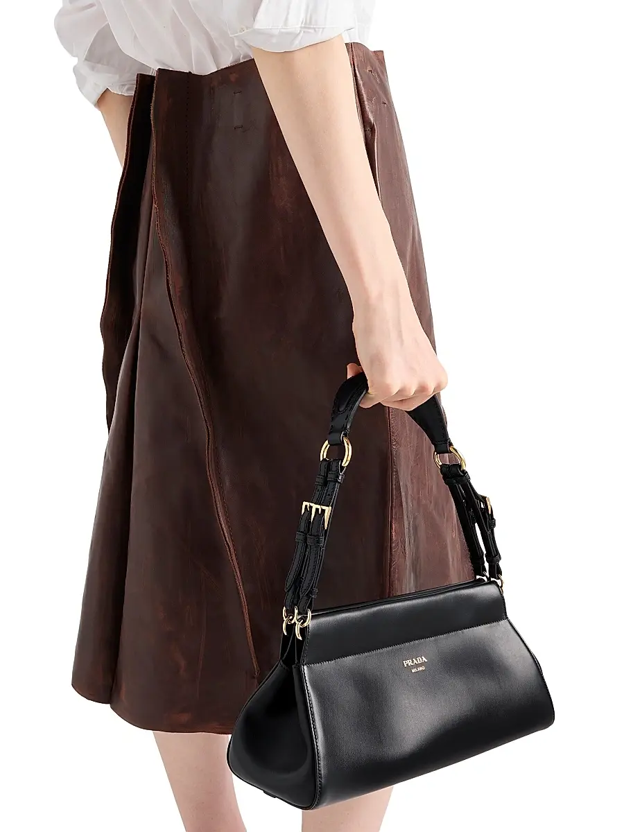 Prada Women's Enchaîné Leather Shoulder Bag - Black | Thumbnail 3