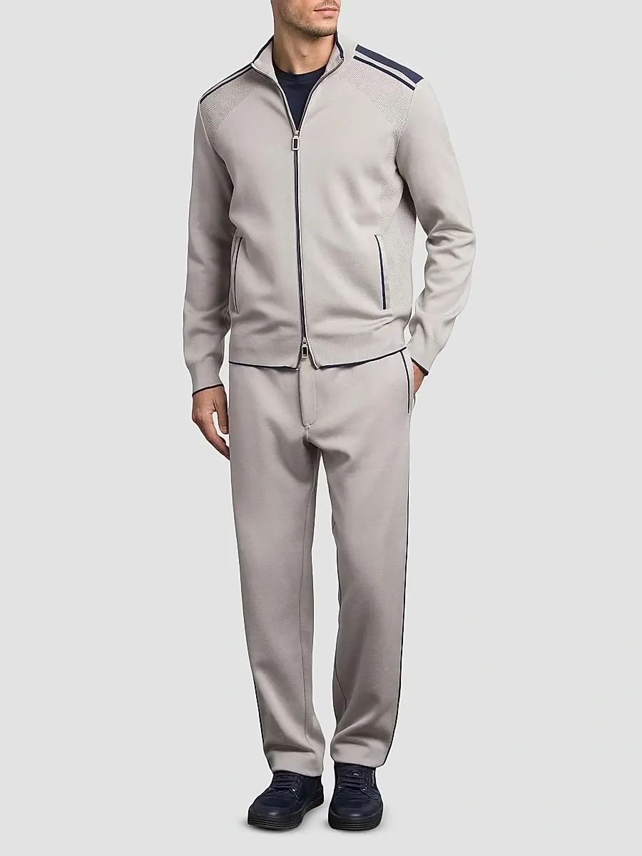 Stefano Ricci Men's Jogging Blouson Jacket with Croc Details - Beige | Thumbnail 9 Stefano Ricci Men's Jogging Blouson Jacket with Croc Details - Beige | Thumbnail 9