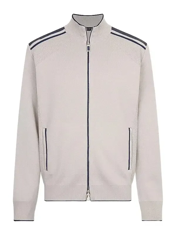 Men's Jogging Blouson Jacket with Croc Details - Beige Men's Jogging Blouson Jacket with Croc Details - Beige