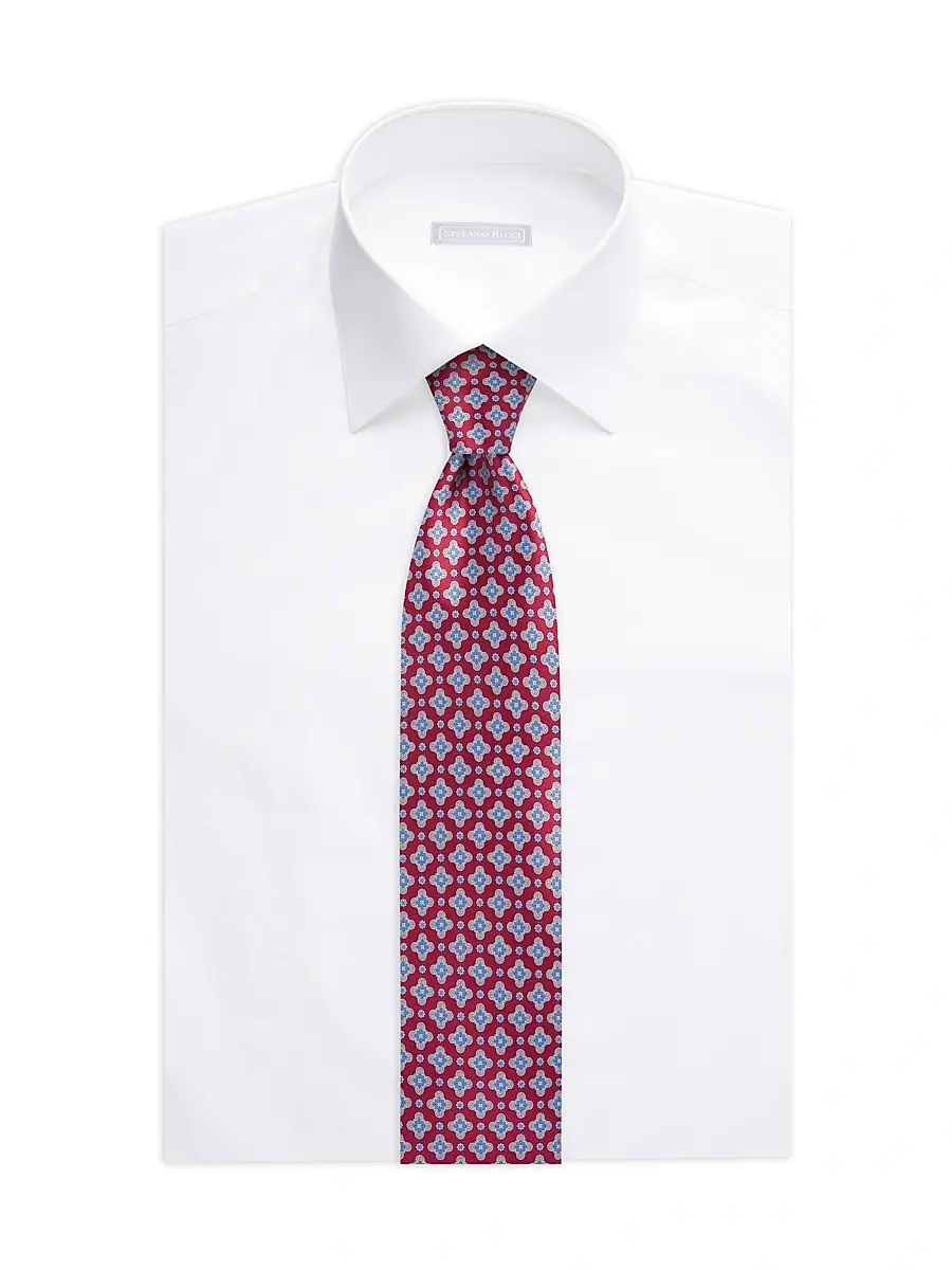 Stefano Ricci Men's Luxury Silk Tie - Dark Red Black | Thumbnail 2 Stefano Ricci Men's Luxury Silk Tie - Dark Red Black | Thumbnail 2