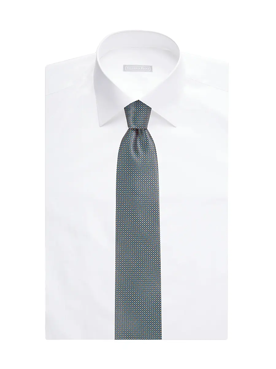 Stefano Ricci Men's Luxury Silk Tie - Blue Yellow | Thumbnail 2 Stefano Ricci Men's Luxury Silk Tie - Blue Yellow | Thumbnail 2