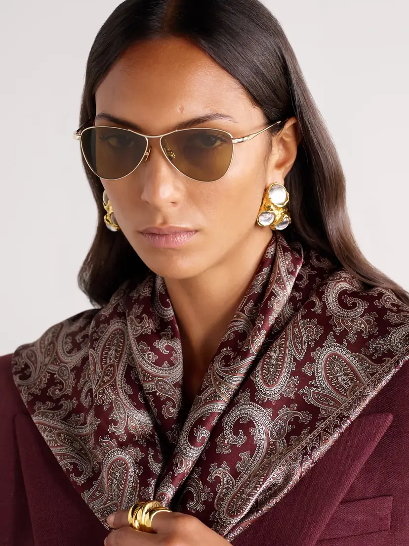 Saint Laurent Eyewear Vesper Small Aviator-style Gold-tone Sunglasses | Thumbnail 2