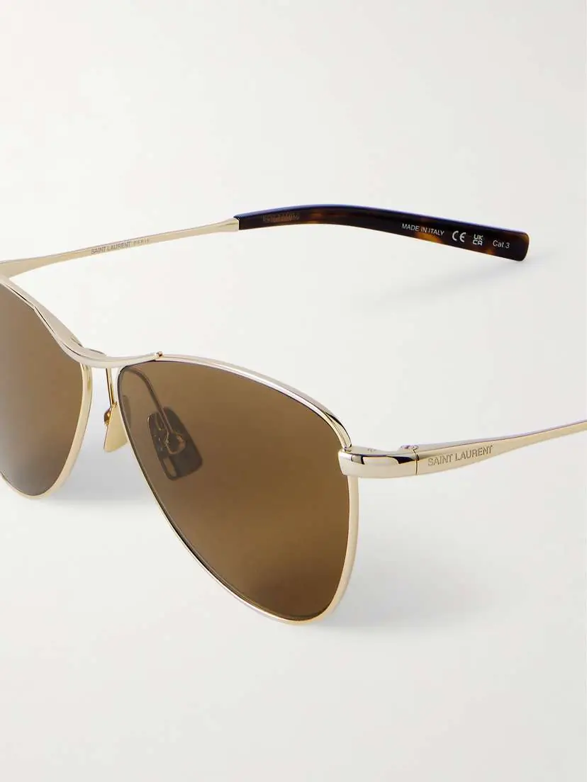 Saint Laurent Eyewear Vesper Small Aviator-style Gold-tone Sunglasses | Thumbnail 4