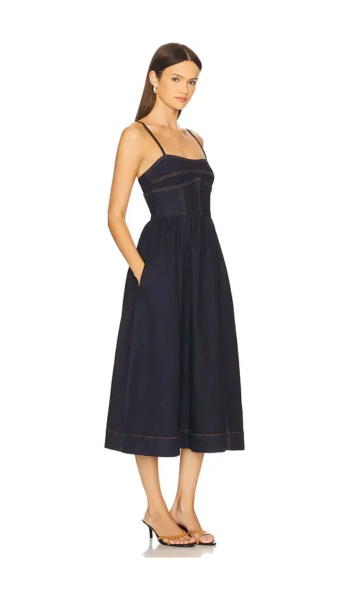susana monaco Denim Corset Midi Dress | Thumbnail 2