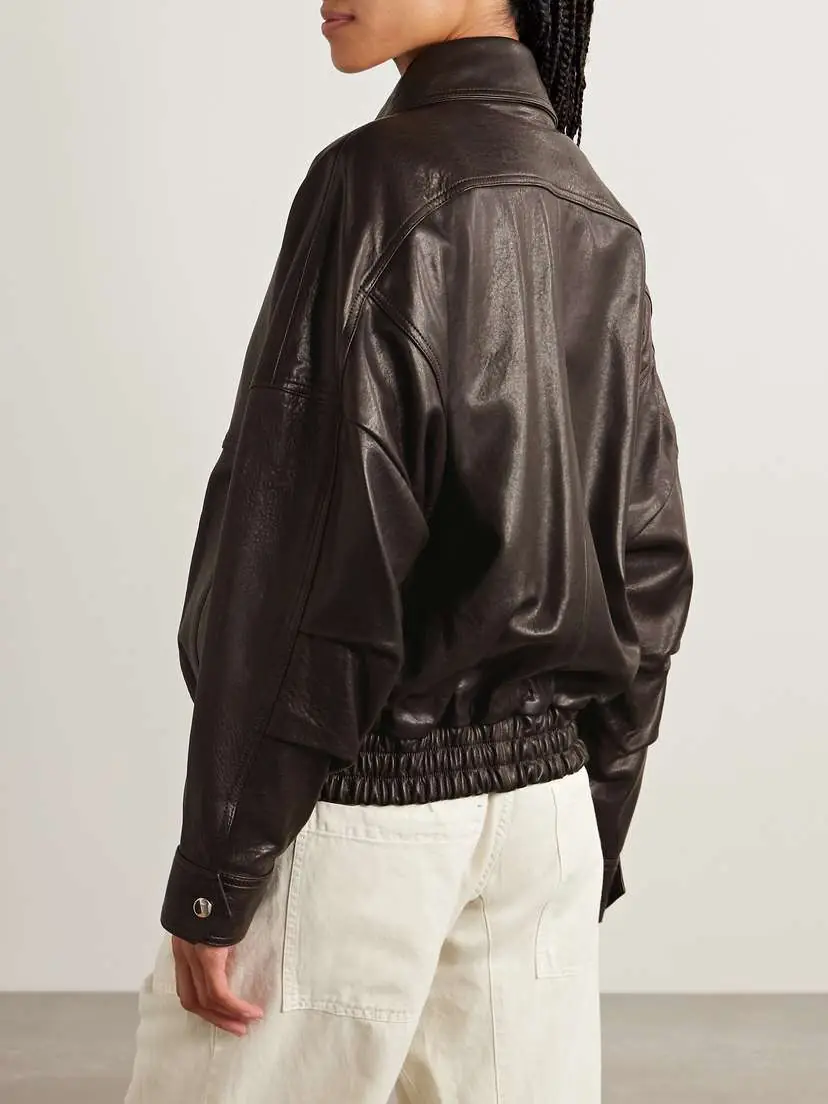 Nour Hammour Dalma Leather Bomber Jacket | Thumbnail 4 Nour Hammour Dalma Leather Bomber Jacket | Thumbnail 4